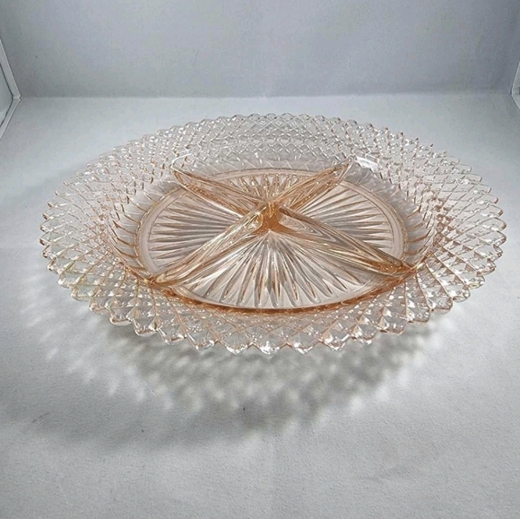 Anchor Hocking Miss America Pink Depression Glass Divided Relish Dish - Picture 2 of 5